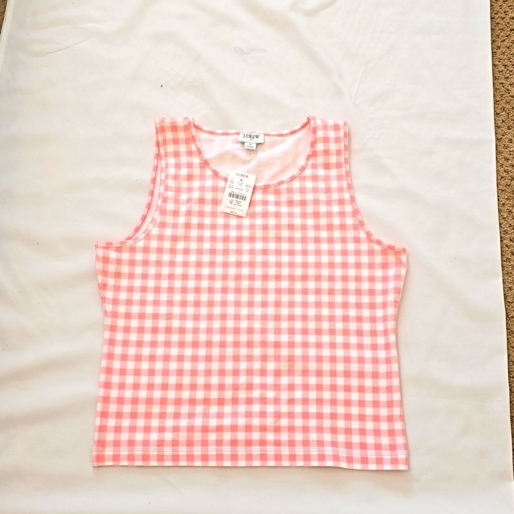 J. Crew • NWT Pink White Plaid Longline Tank Top small